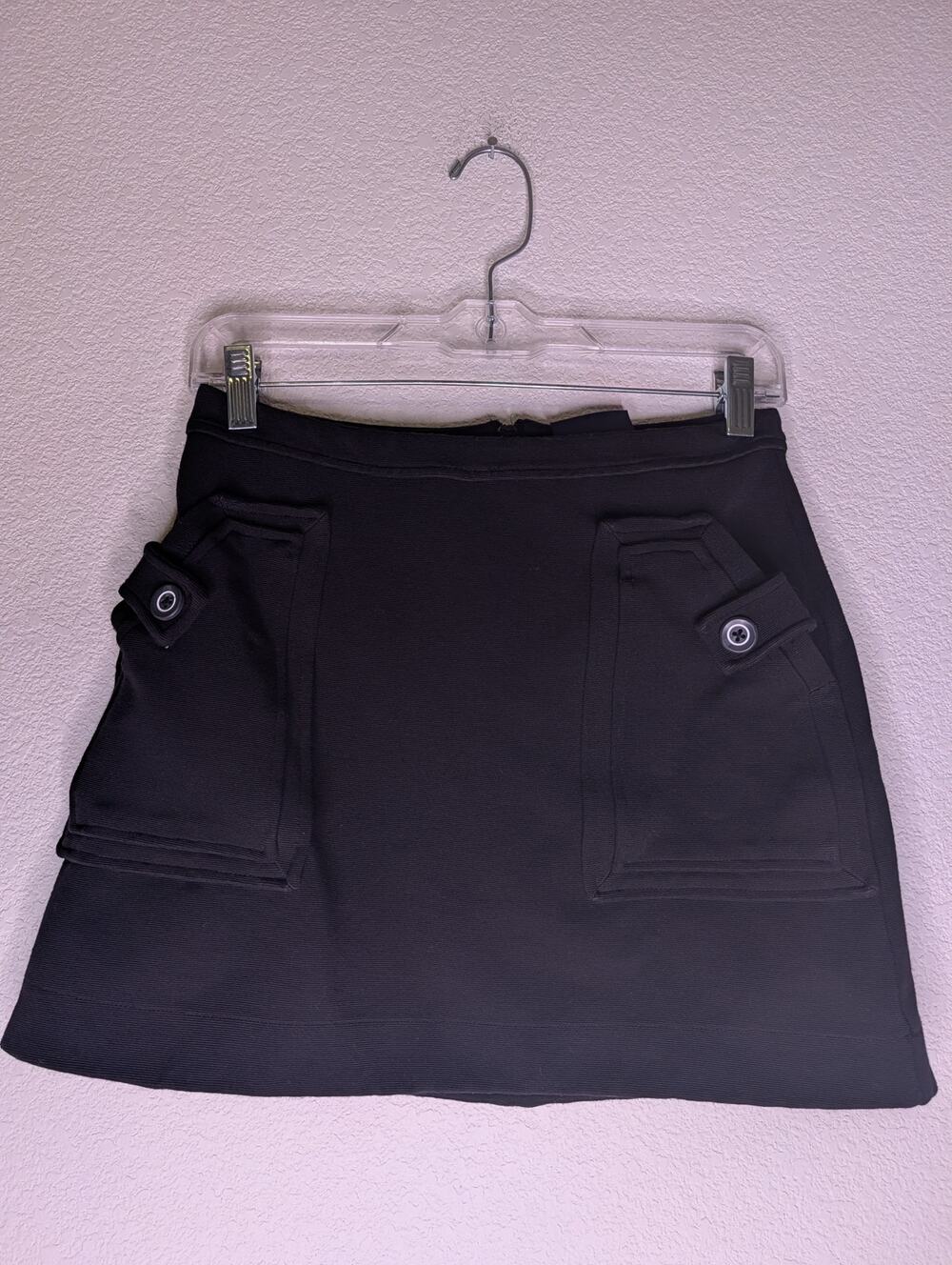 Anthropologie Maeve Women's Black Ribbed Mini Skirt XS Cargo Utility Boho Chic